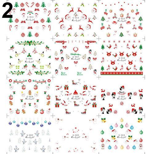 3d Natal Nail Art Adesivo Flocos de Neve Bonecos de Neve Decalques Dicas Decoração