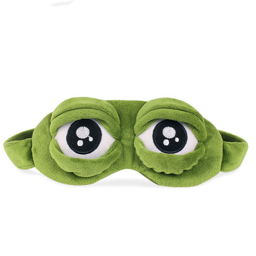 3D Sad Eye Sapo Máscara Eyepatch sono suave Plush Sombra acolchoado tampa Resto Relaxe Blindfold presente verde engraçado