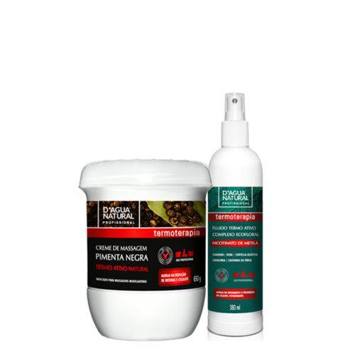 D'agua Natural Kit Creme Massagem Pimenta Negra + Fluído Termo Ativo