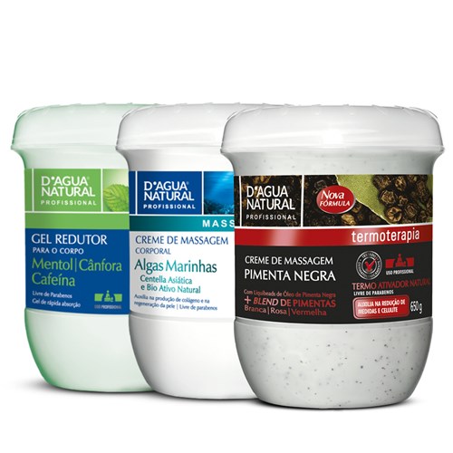 D'agua Natural Kit Creme Pimenta Negra + Gel Redutor + Algas