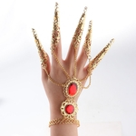 Dança Do Ventre Cigana Egípcia Pulseira De Ouro Unhas De Dedo Gema Vermelha Mão Jóias