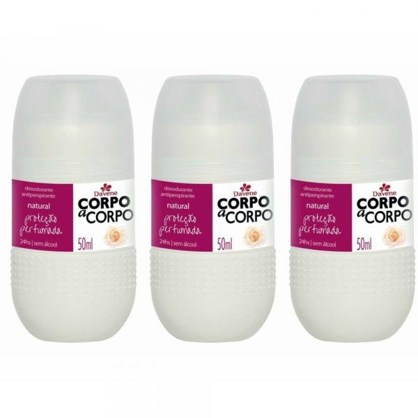 Davene Corpo a Corpo Natural Desodorante Rollon 50ml (Kit C/03)