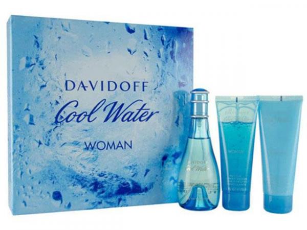Davidoff Coffret Perfume Feminino Cool Water Woman - Edt 100ml + 1 Gel de Banho + Loção Corporal