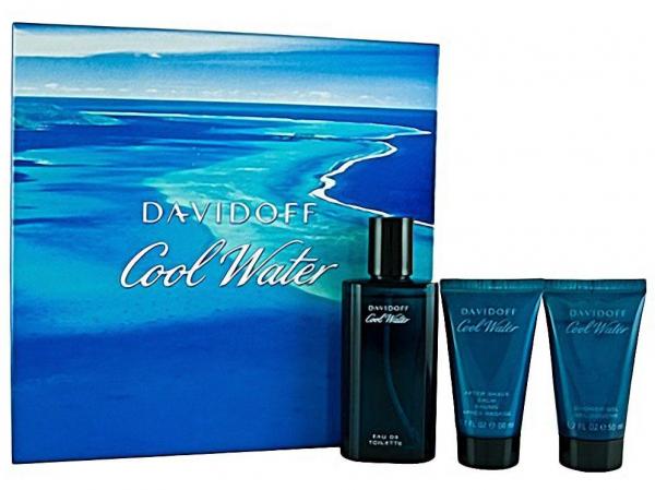 Davidoff Cool Water Coffret Perfume Masculino - 75 Ml Edt + Shower Gel 50 Ml + After Shave 50 Ml