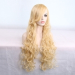 De 80 cent¨ªmetros Mulheres resistente ao calor longo cabelo loiro encaracolado peruca completa