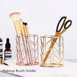 De Metal Oco Cilindro Cosmetic Makeup Brush Holder Box Ferramentas Pen Armazenamento Organizador