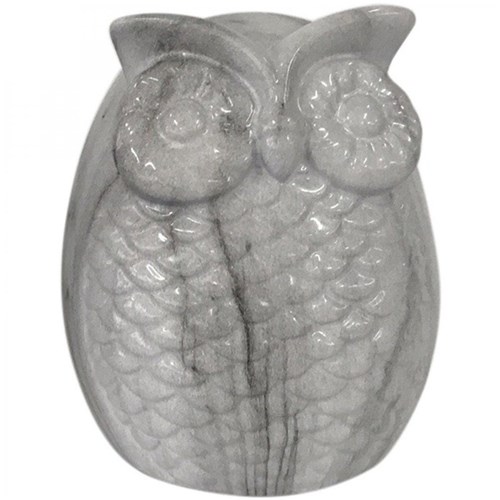 Decorativo Cerâmica Marble Owl 13,5Cmx11cmx11cm Branco