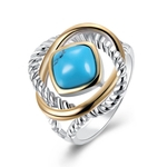 Dedo Feminino Black Gold Cor Turquoises Big Square J¨®ias Vintage Ring Ring