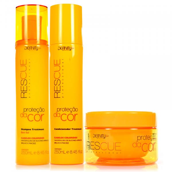 Definity Hair Kit Rescue Proteção da Cor - Shampoo, Condicionador e Máscara - Definity