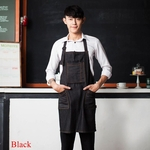 Denim Moda avental com bolsos ajustáveis ¿¿Fardas Unisex Kitchen Coffee Shop