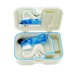 Dentes falsos Enxaguar Secagem Compact Leak-proof curso dentadura Caso Box Dental Storage Container falsos dentes Titular Basket