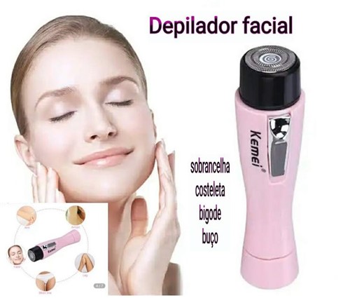Depilador Facial Feminino Removedor de Pêlos Kemei (Rosa)
