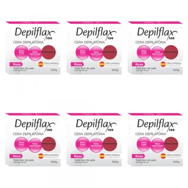Depilflax Cera Depilatória Quente Rosa 500g (kit C/06)