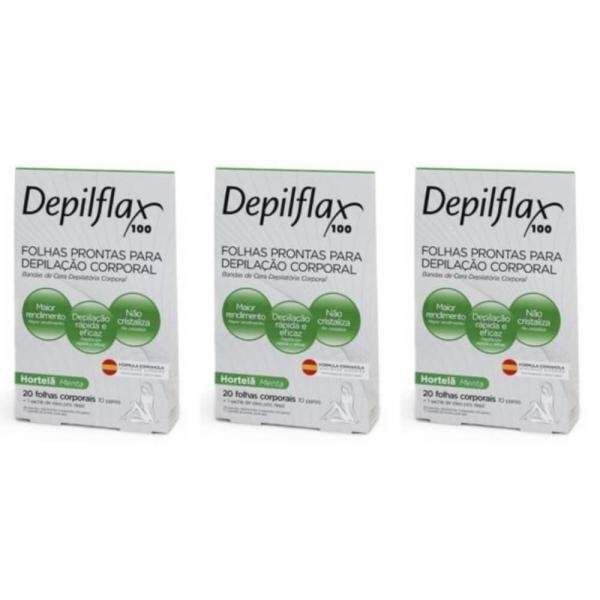 Depilflax Folhas Depilatórias Hortelã C/20 (Kit C/03)