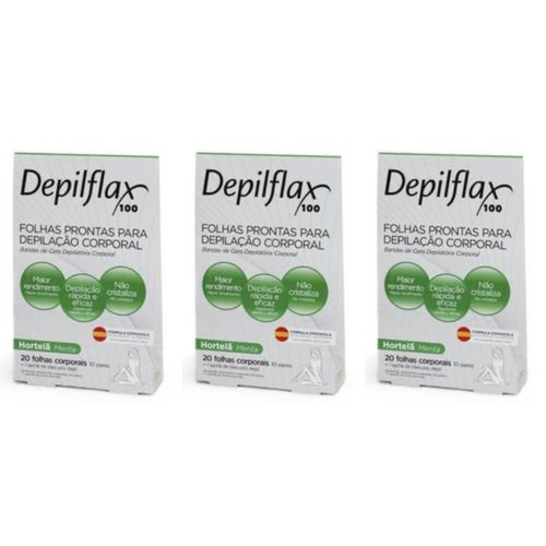 Depilflax Folhas Depilatórias Hortelã C/20 (kit C/03)