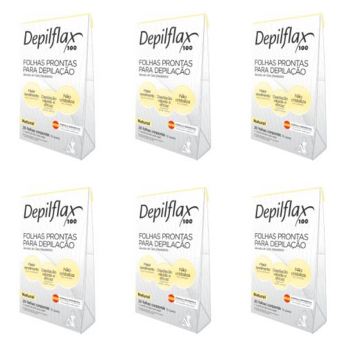 Depilflax Folhas Depilatórias Prontas Corporal Natural C/20 (kit C/06)