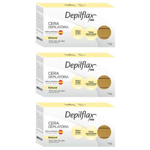 Depilflax Natural Cera Depilatória Quente 1kg (kit C/03)