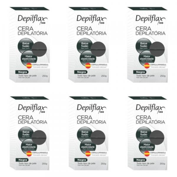 Depilflax Negra Cera Depilatória Quente 250g (Kit C/06)