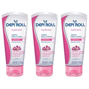Depiroll Hydrate Floral Creme Depil Corporal 100g - Kit com 03