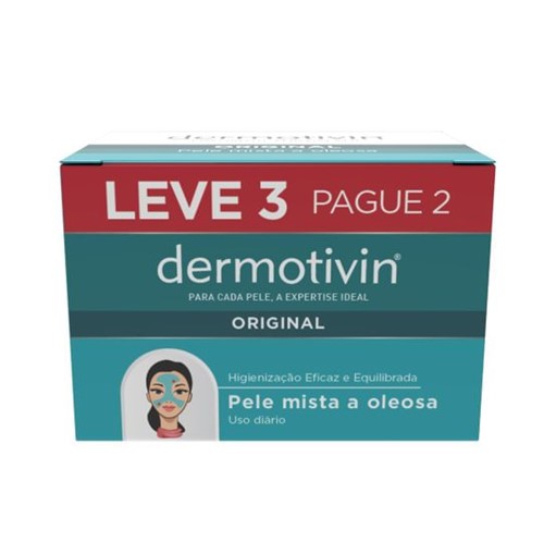 Dermotivin Original Pele Mista a Oleosa Sabonete 90g Leve 3 Pague 2