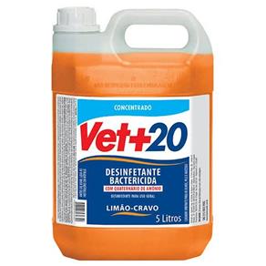 Desinfetante Vet+20 Limâo Cravo Bactericida - 5L
