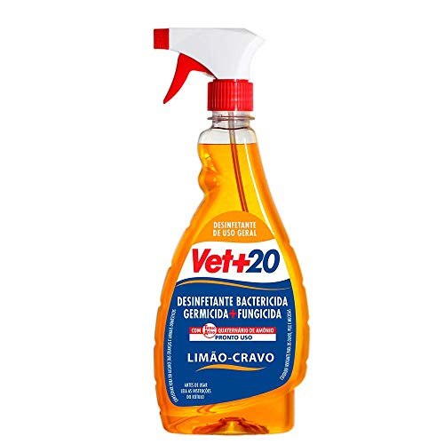 Desinfetante Vet+20 Spray Cravo-Limão para Cães e Gatos - 500ml