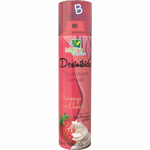 Desinibida Desodorante Sensual Morango com Chantilly Hábito Cosméticos