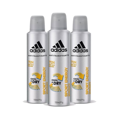 Desodorante Adidas Aerosol Masculino Sport Energy 150ml com 3