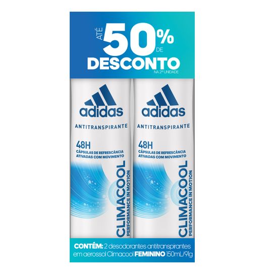 Desodorante Adidas Climacool Feminino Aerosol 150ml 50% na 2ª Unidade