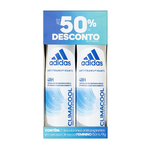 Desodorante Aerosol Adidas Climacool Feminino 150Ml/91G - Embalagem Promocional