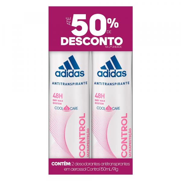 Desodorante Aerosol Adidas Feminino Control 91g 2 Unidades