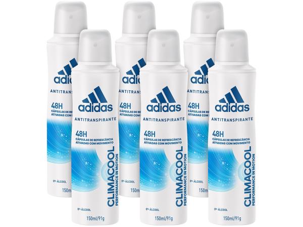 Desodorante Aerosol Antitranspirante Feminino - Adidas Climacool 150ml 6 Unidades