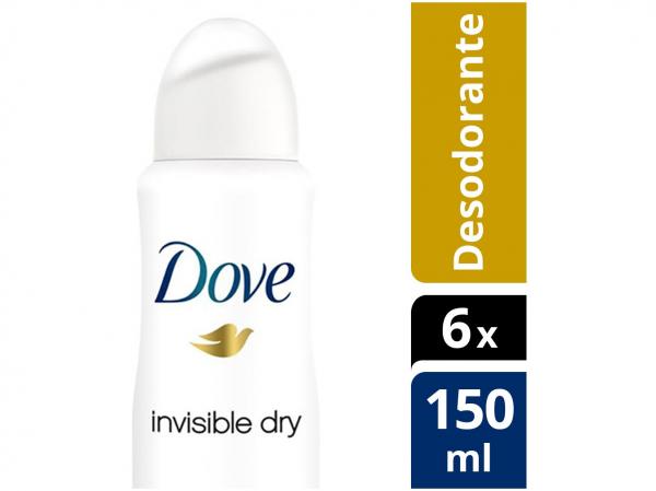 Desodorante Aerosol Antitranspirante Feminino - Dove Invisible Dry 150ml Cada 6 Unidades