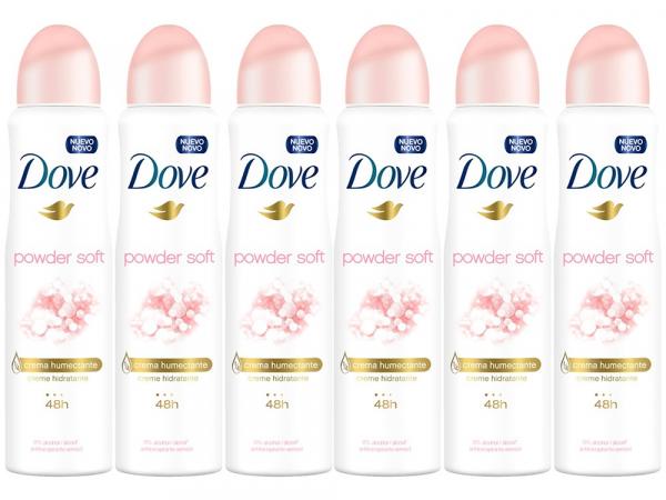 Desodorante Aerosol Antitranspirante Feminino - Dove Powder Soft 150ml Cada 6 Unidades