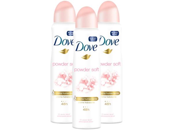 Desodorante Aerosol Antitranspirante Feminino - Dove Powder Soft 150ml 3 Unidades