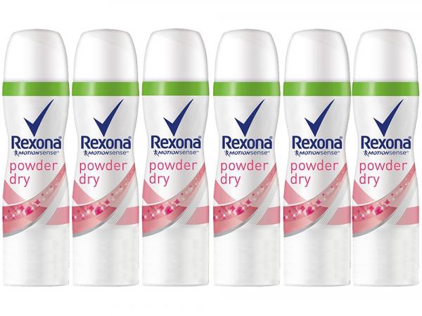 Desodorante Aerosol Antitranspirante Feminino - Rexona Motion Sense Powder 85ml 6 Unidades
