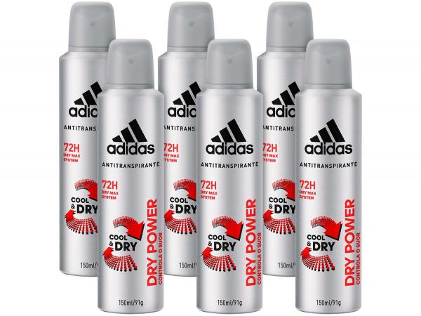 Desodorante Aerosol Antitranspirante Masculino - Adidas Dry Power Cool Dry 150ml 6 Unidades