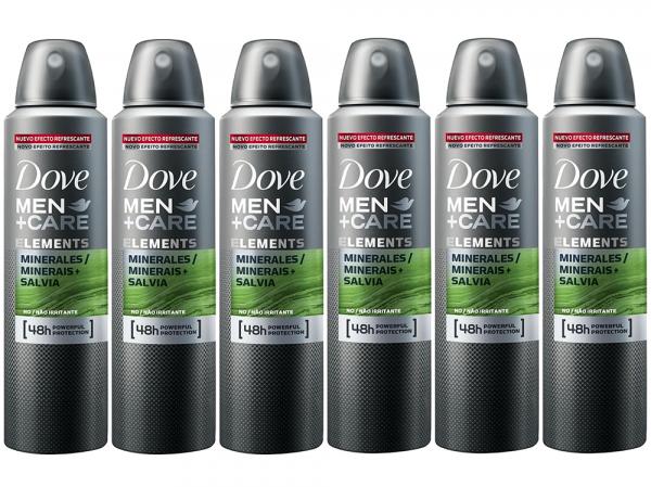 Desodorante Aerosol Antitranspirante Masculino - Dove Men+Care Minerais e Sálvia 150ml 6 Unidades