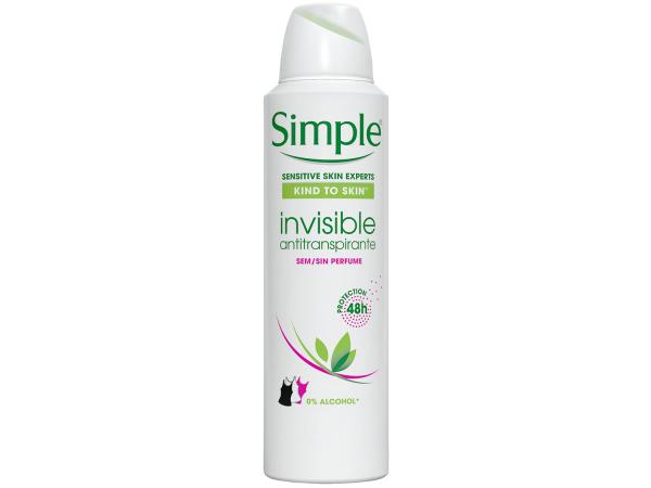 Desodorante Aerosol Antitranspirante Unissex - Simple Invisible 150ml