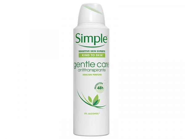 Desodorante Aerosol Antitranspirante Unissex - Simple Kind To Skin Gentle Care 150ml