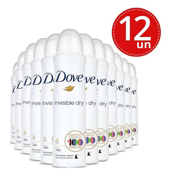 Desodorante Aerosol Dove Invisible Dry - 12 Unidades