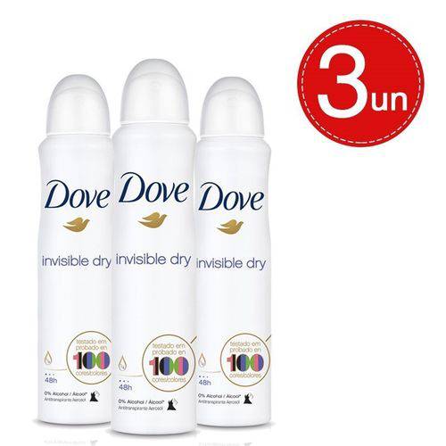 Desodorante Aerosol Dove Invisible Dry 89g/150ml 3 Unidades