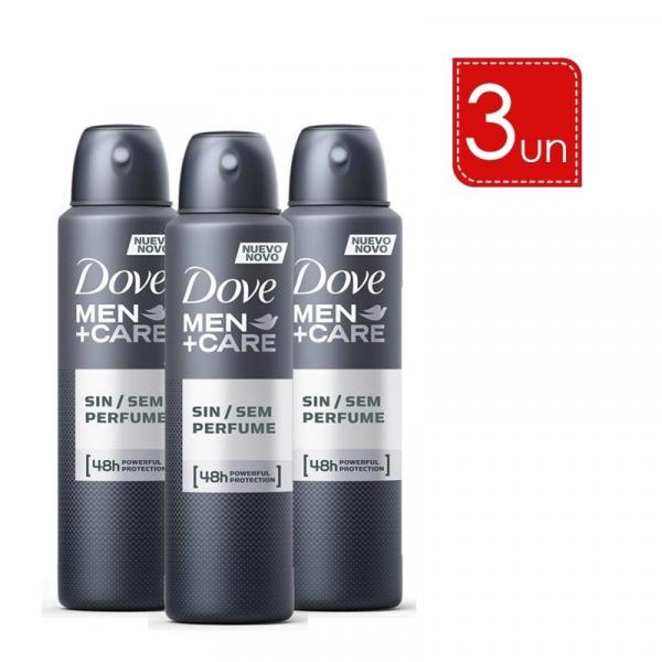 Desodorante Aerosol Dove Men Sem Perfume 89g/150ml - 3 Unidades