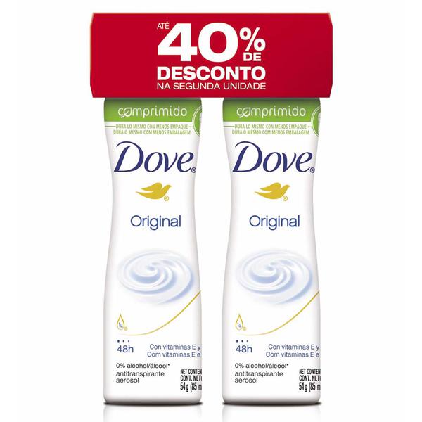 Desodorante Aerosol Dove Original Comprimidos 54g 2 Unidades