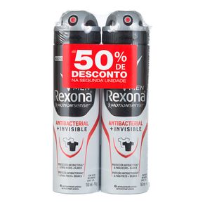Desodorante Aerosol Masculino Antibacterial Invisible Rexona 150mL