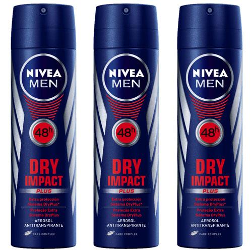 Desodorante Aerosol Nivea Dry Compact Masculino 90g 3 Unidades - NIVEA
