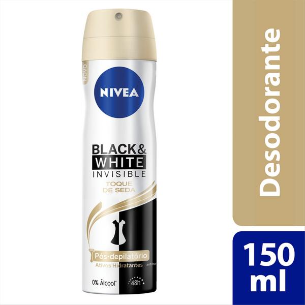 Desodorante Aerosol Nivea Feminino BlackWhite Toque de Seda 150ml