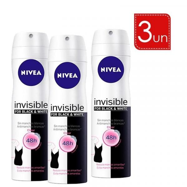 Desodorante Aerosol Nívea Invisible Black White Clear 150ml Leve 3 Pague 2