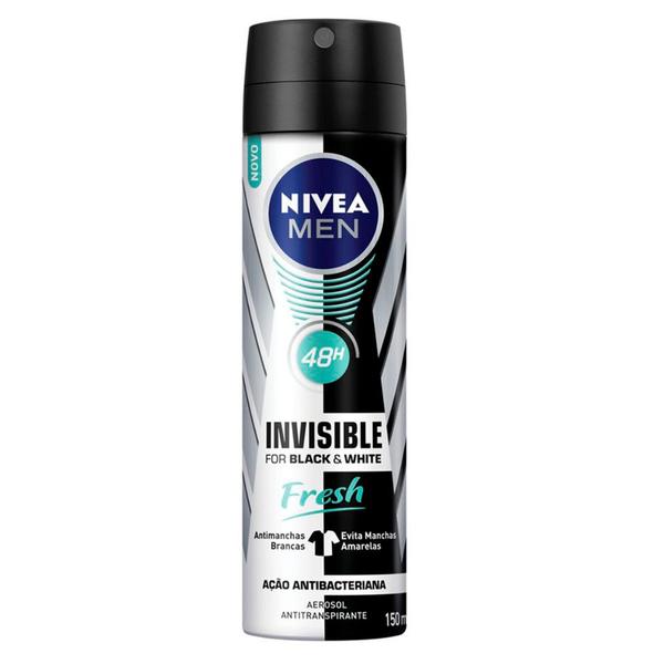Desodorante Aerosol Nívea Masculino - Invisible For Black White Fresh - Nivea