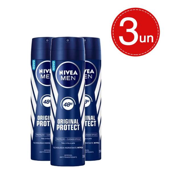 Desodorante Aerosol Nivea Men Original Protect 150ml Leve 3 Pague 7,99 em Cada - Marca Padrão